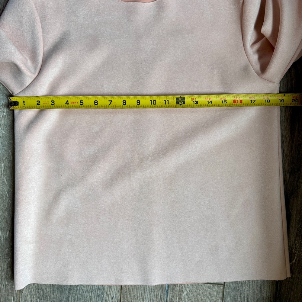 Zara Blush Pink Faux Suede Top with Gray Faux Fur Cuffs - Picture 9 of 9
